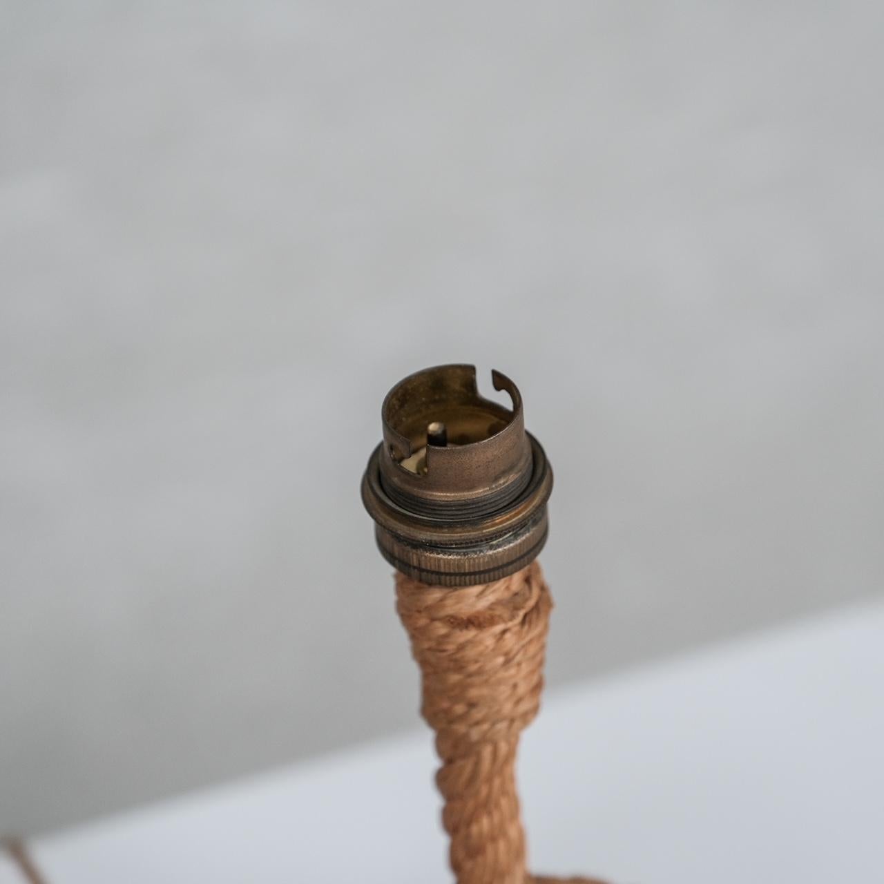Französische Mid-Century-Tischlampe von Audoux-Minet mit Seilarbeit im Zustand „Gut“ im Angebot in London, GB