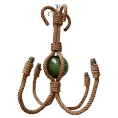 Audoux-Minet Rope Work Mid-Century Pendant Light