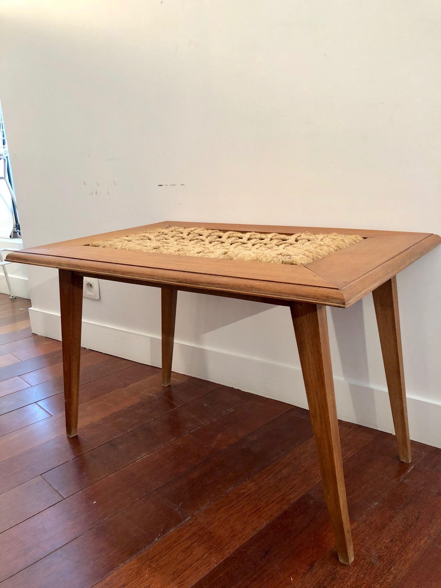 Modern Audoux Minet Ropework Coffee Table, circa 1950 For Sale