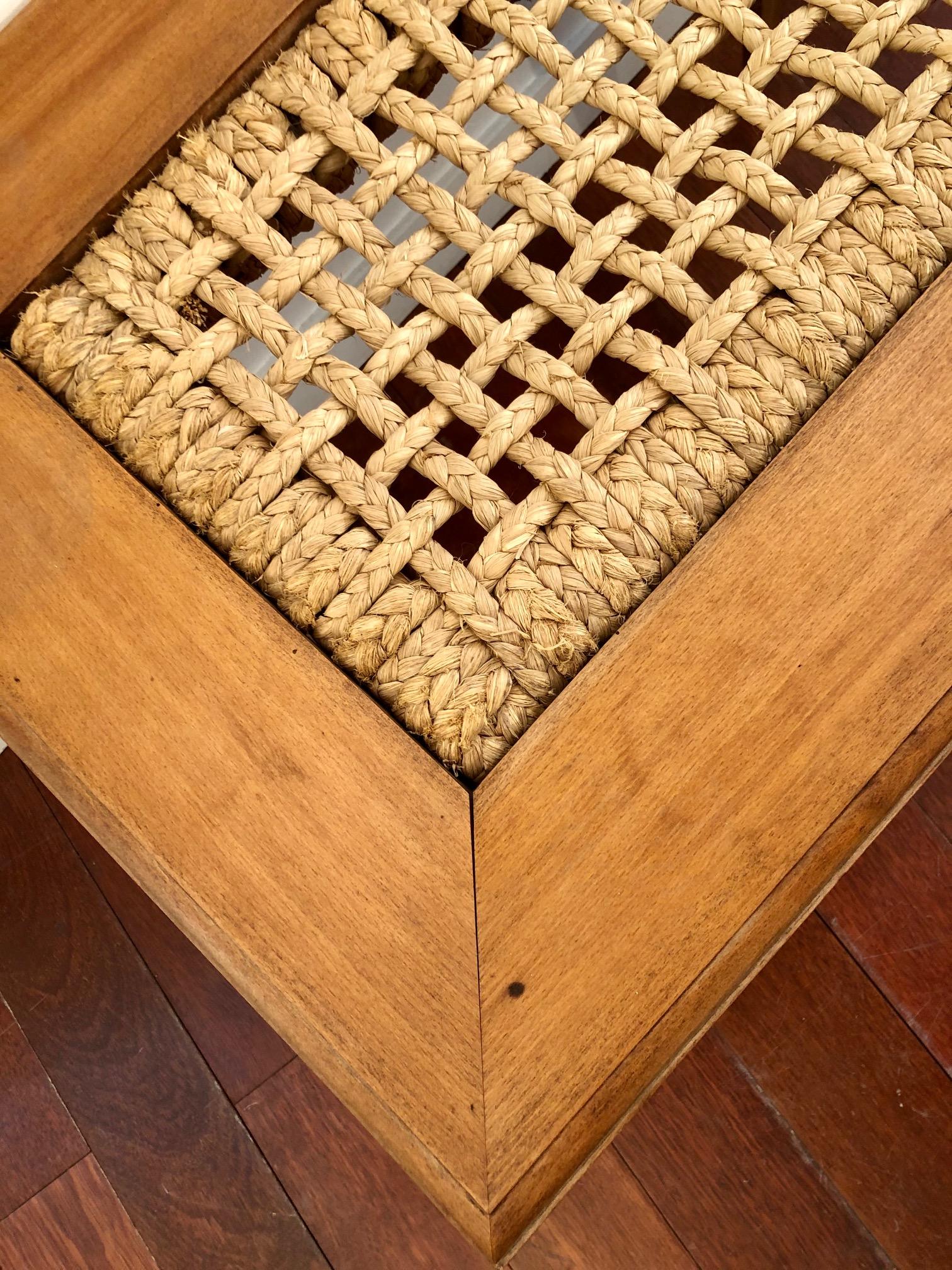 European Audoux Minet Ropework Coffee Table, circa 1950 For Sale