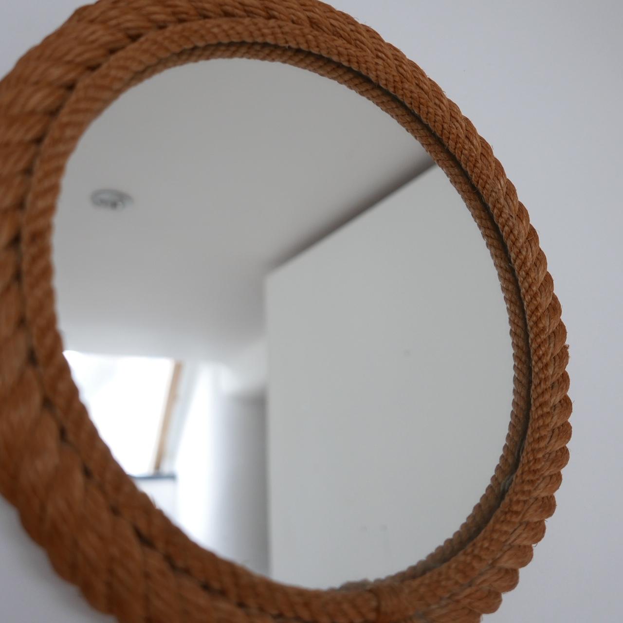 20th Century Audoux-Minet Ropework French Mid-Century Circular Mirror