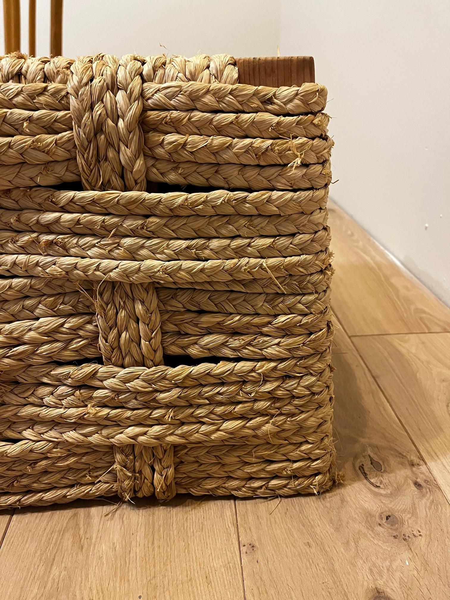 Audoux-Minet, Set of Four Ottomans, Rope, circa 1970, France In Good Condition In Nice, Cote d' Azur