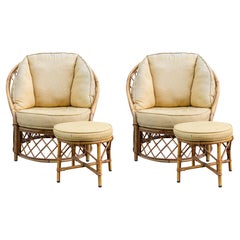 Audoux-Minet, Set of Two Armchairs and Two Ottomans, France, circa 1960