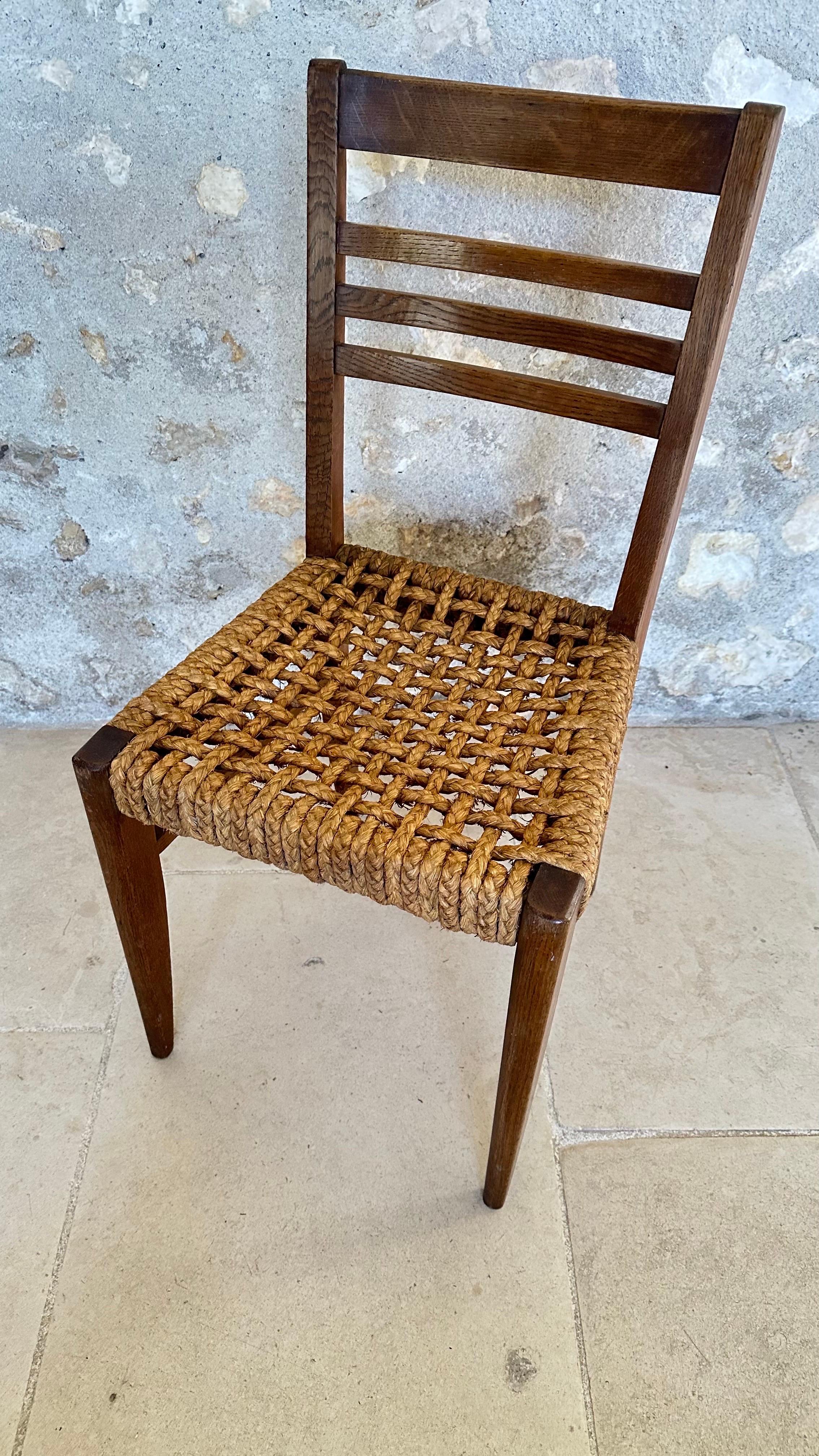 Audoux Minet Beistellstuhl /Eiche & Rope (Französisch) im Angebot