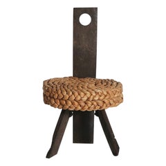 Audoux & Minet Low Tripod Chair, France, 1950s