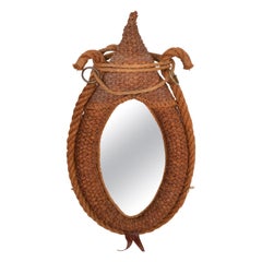 Audoux Minet Style Oval Wall Mirror Nautical French Provincial Rope & Jute