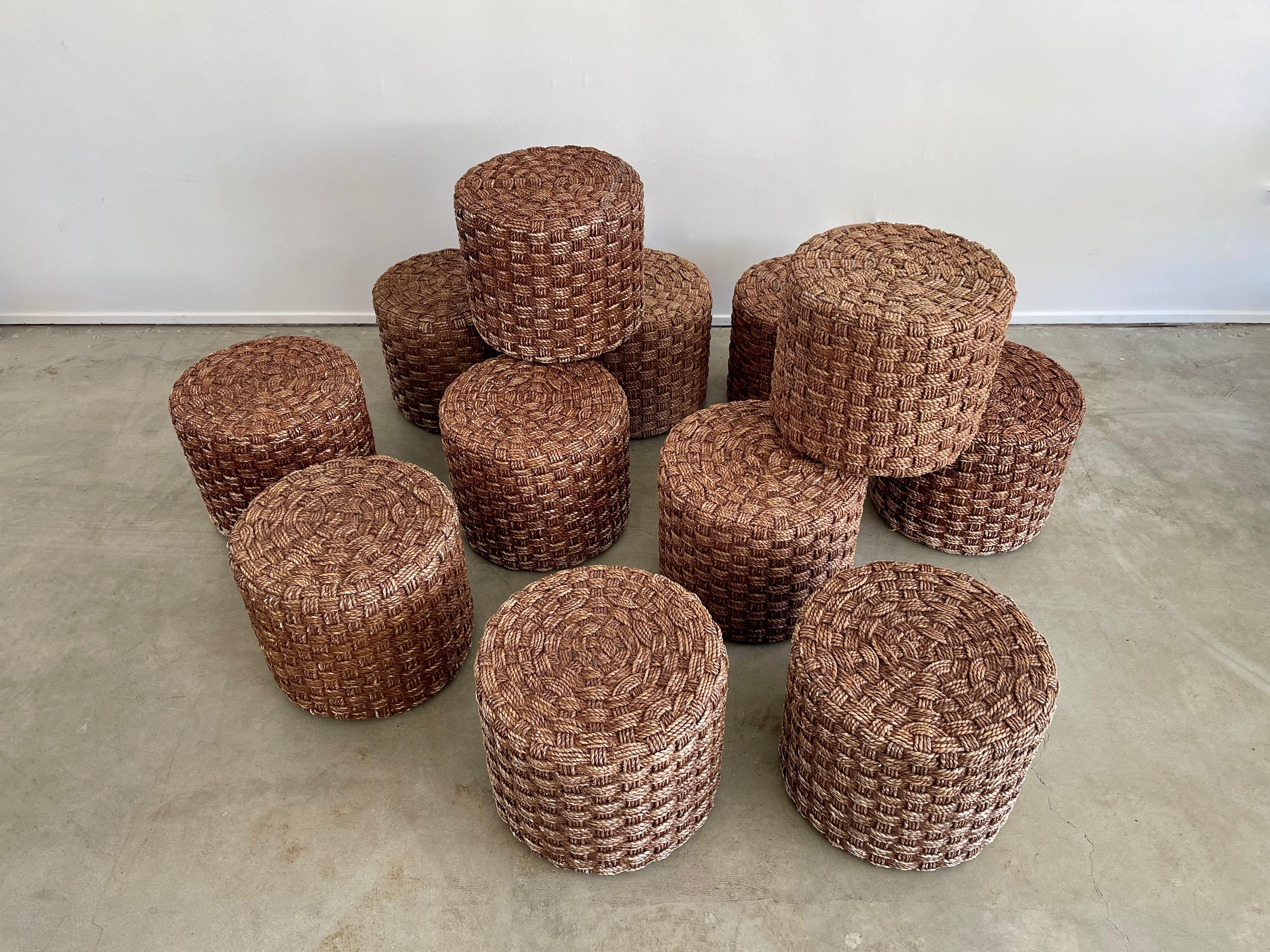 Mid-20th Century French Woven Stools  For Sale