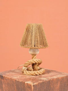 Audoux & Minet - Table lamp in rope circa 1950 with lampshade