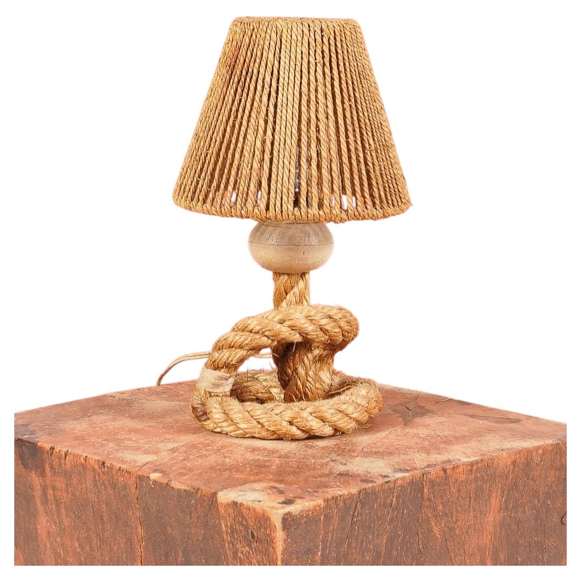Table Lamp by Adrien Audoux & Frida Minnet, Rope, France, Circa 1950