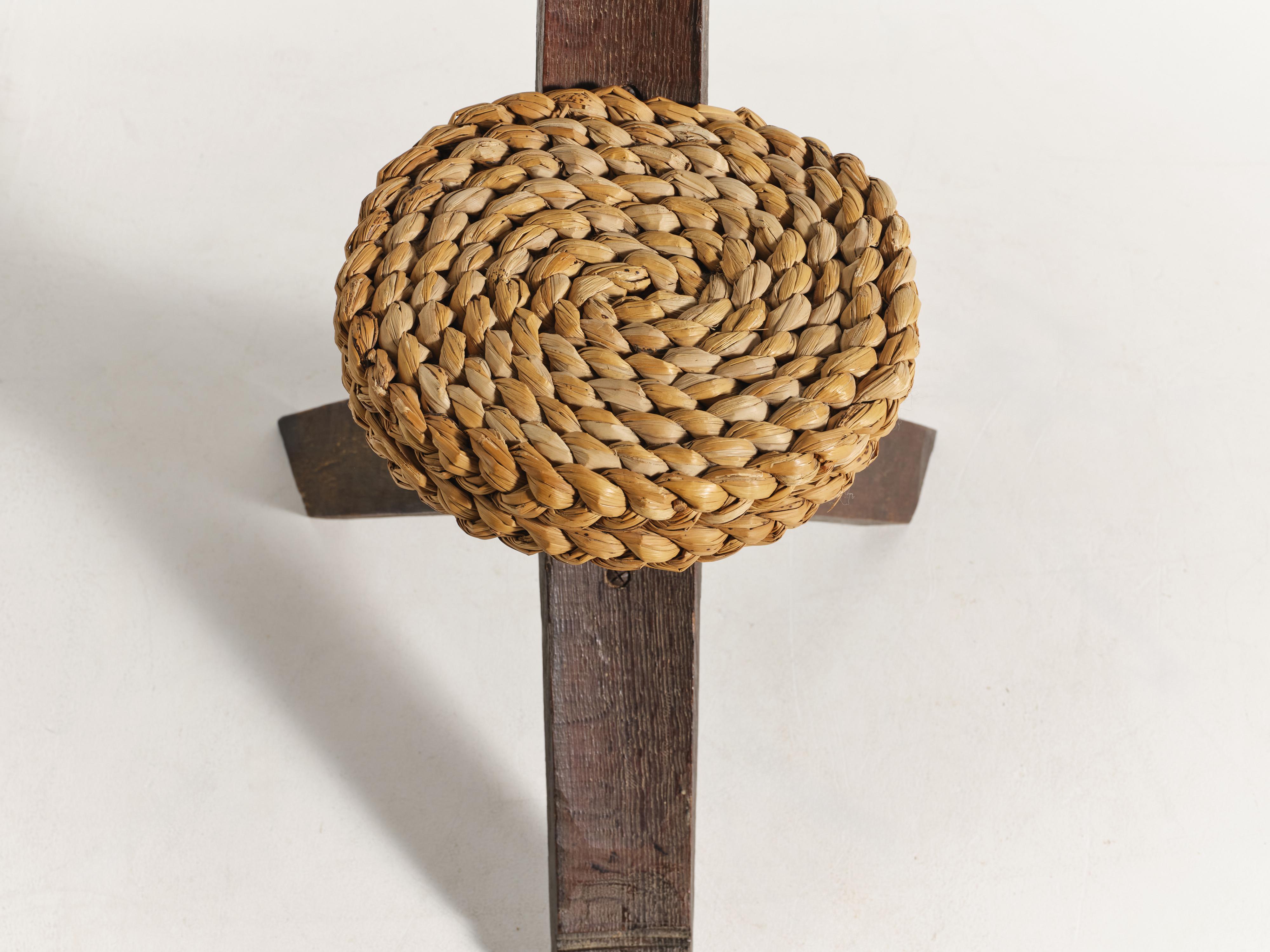 Sedia a corda tripode Audoux & Minet, Francia, anni '50 in vendita 3