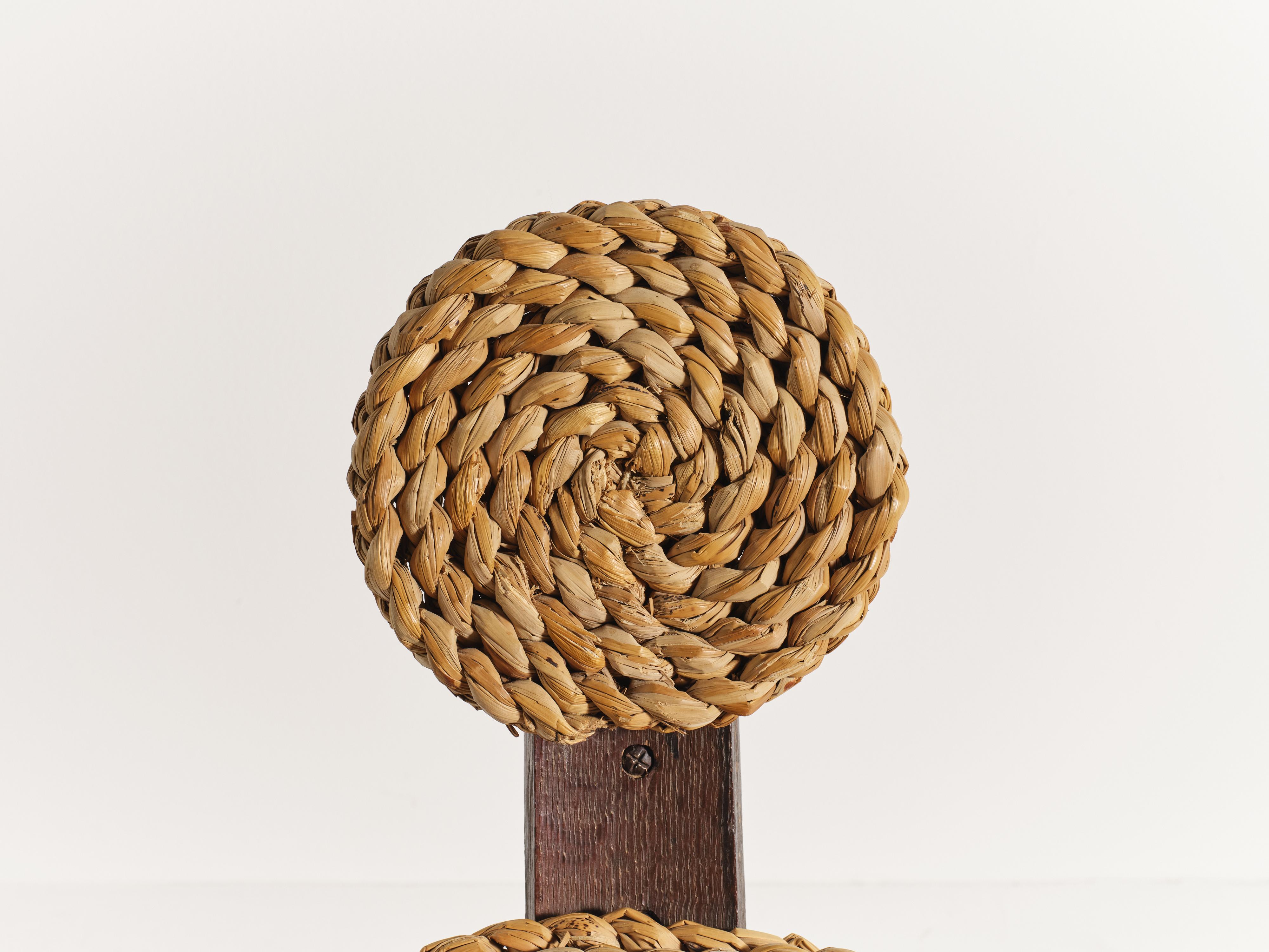 Sedia a corda tripode Audoux & Minet, Francia, anni '50 in vendita 4