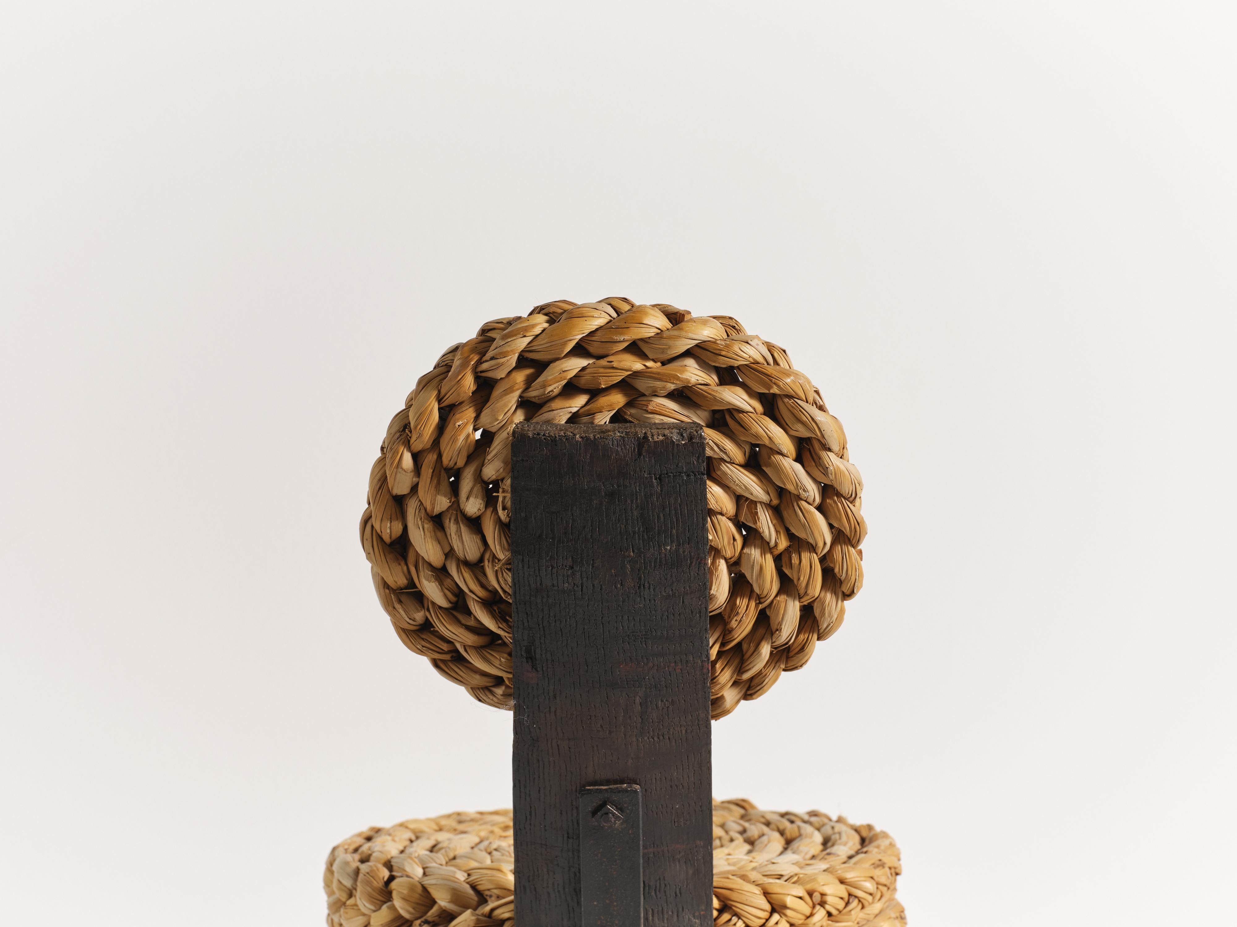 Sedia a corda tripode Audoux & Minet, Francia, anni '50 in vendita 5