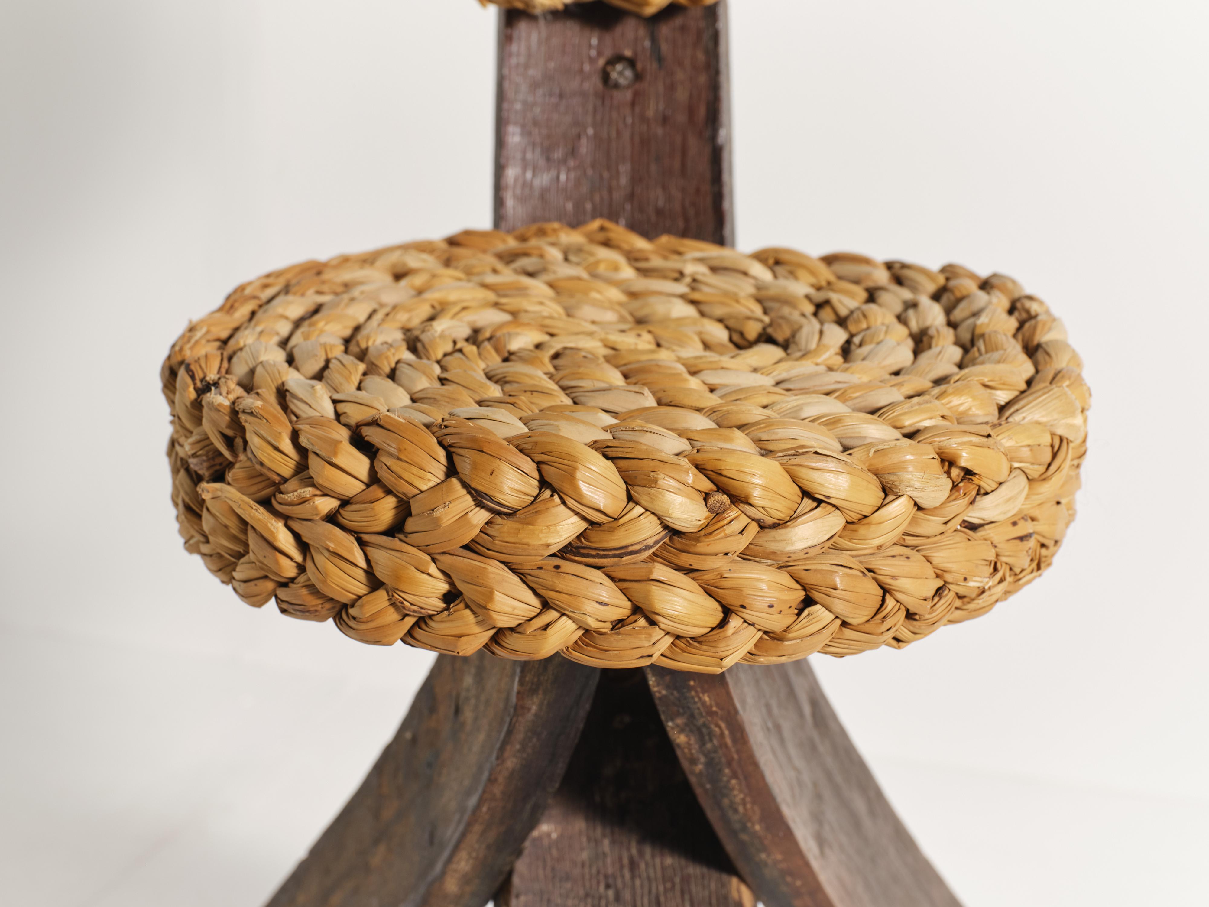 Sedia a corda tripode Audoux & Minet, Francia, anni '50 in vendita 7