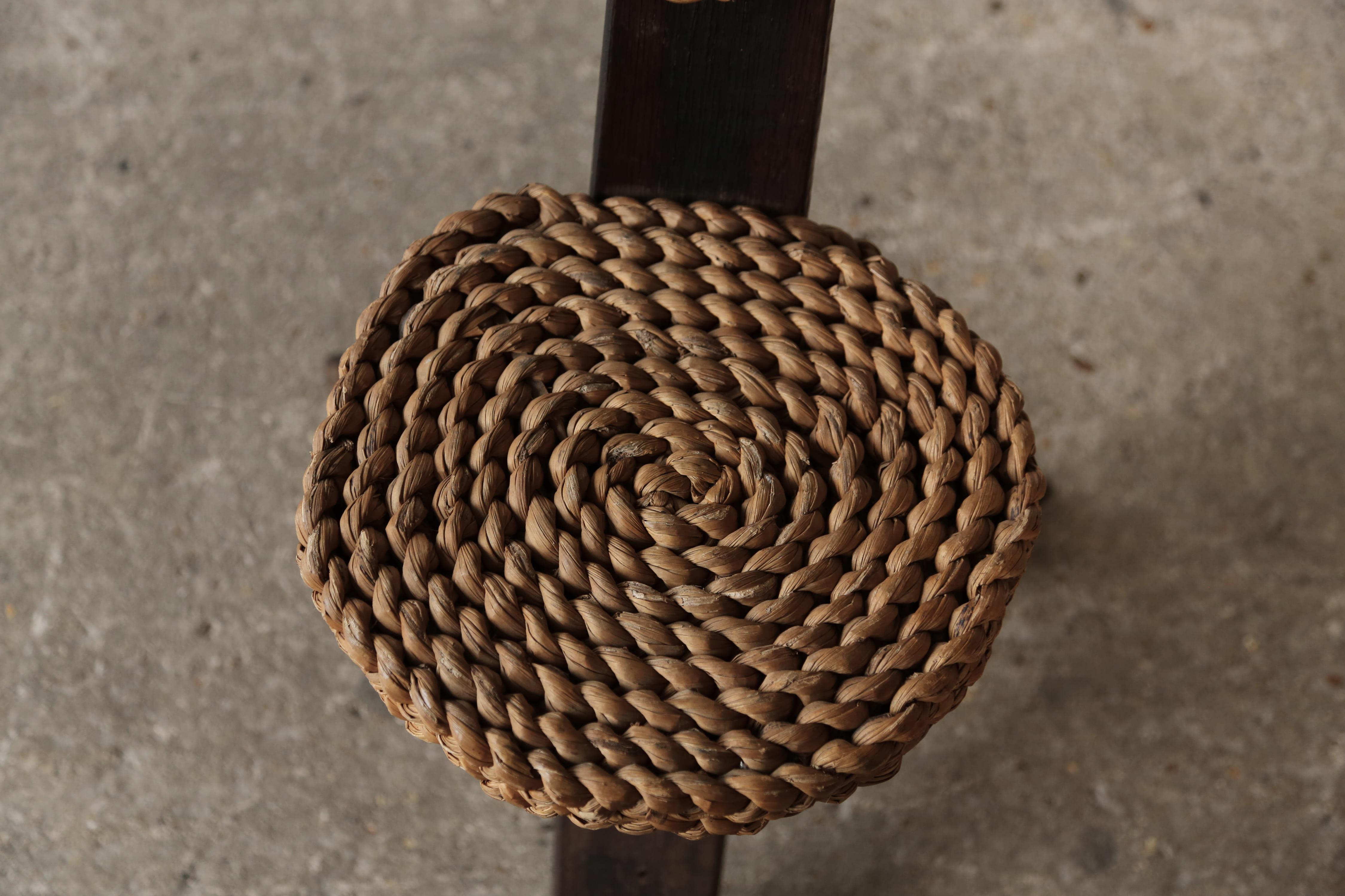 20th Century Audoux & Minet Tripod Rope Chair, France, 1950s