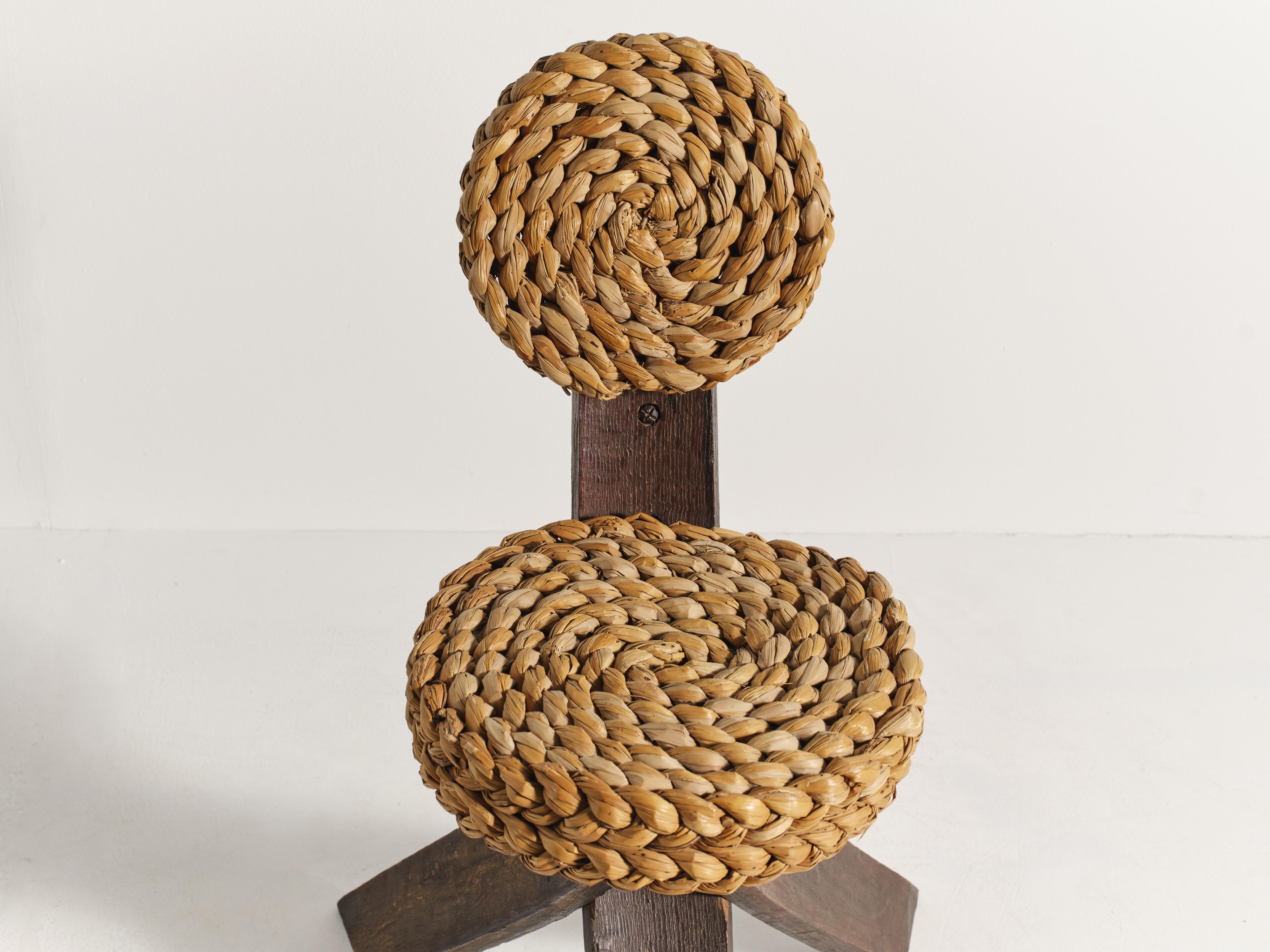 Sedia a corda tripode Audoux & Minet, Francia, anni '50 in vendita 2