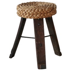 Audoux & Minet Tripod Rope Stool, France, 1950s