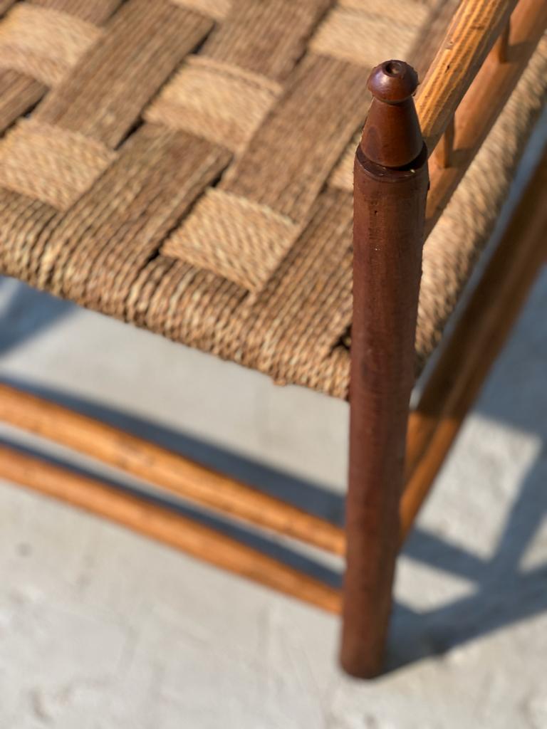 Audoux Minet Turned wood and rope armchair 1950 1