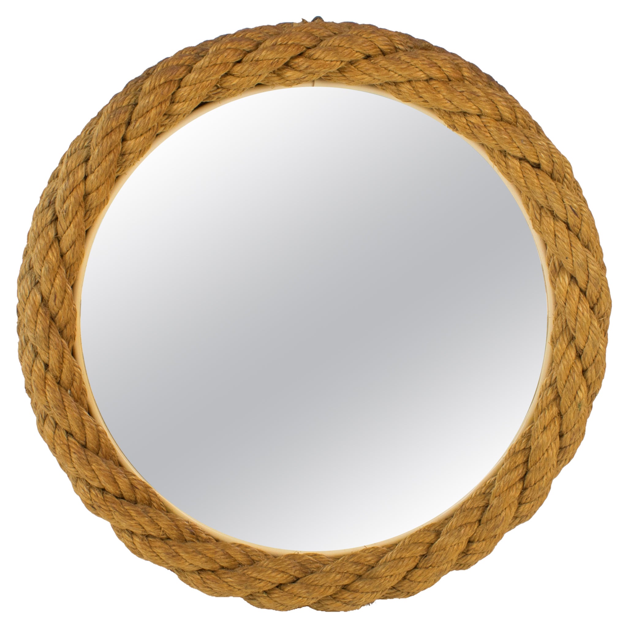 Audoux Minet Wall-Mounted Nautical Rope Mirror, France circa 1960 For Sale