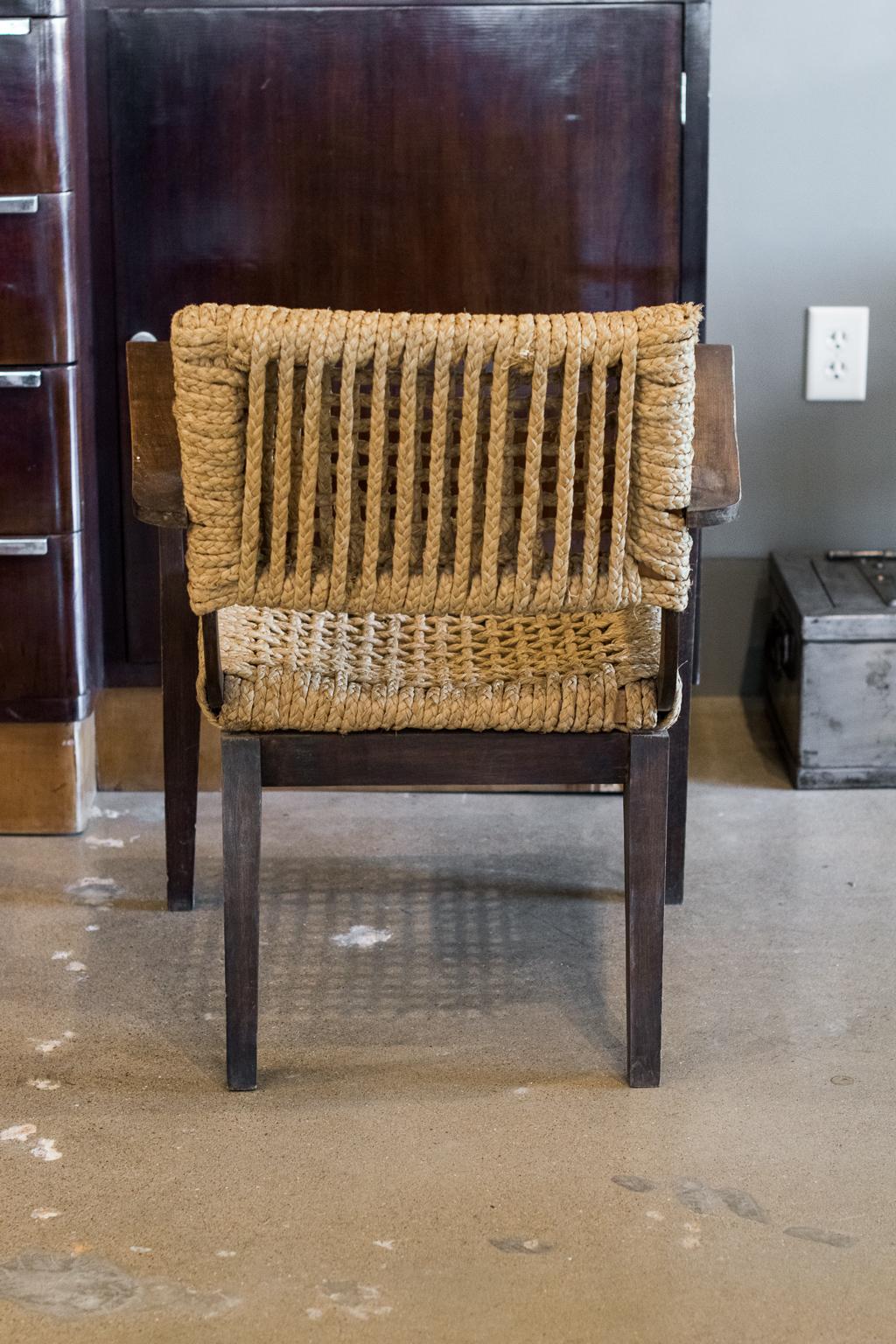 Audoux-Minet Woven Armchair, France, 1940s 1