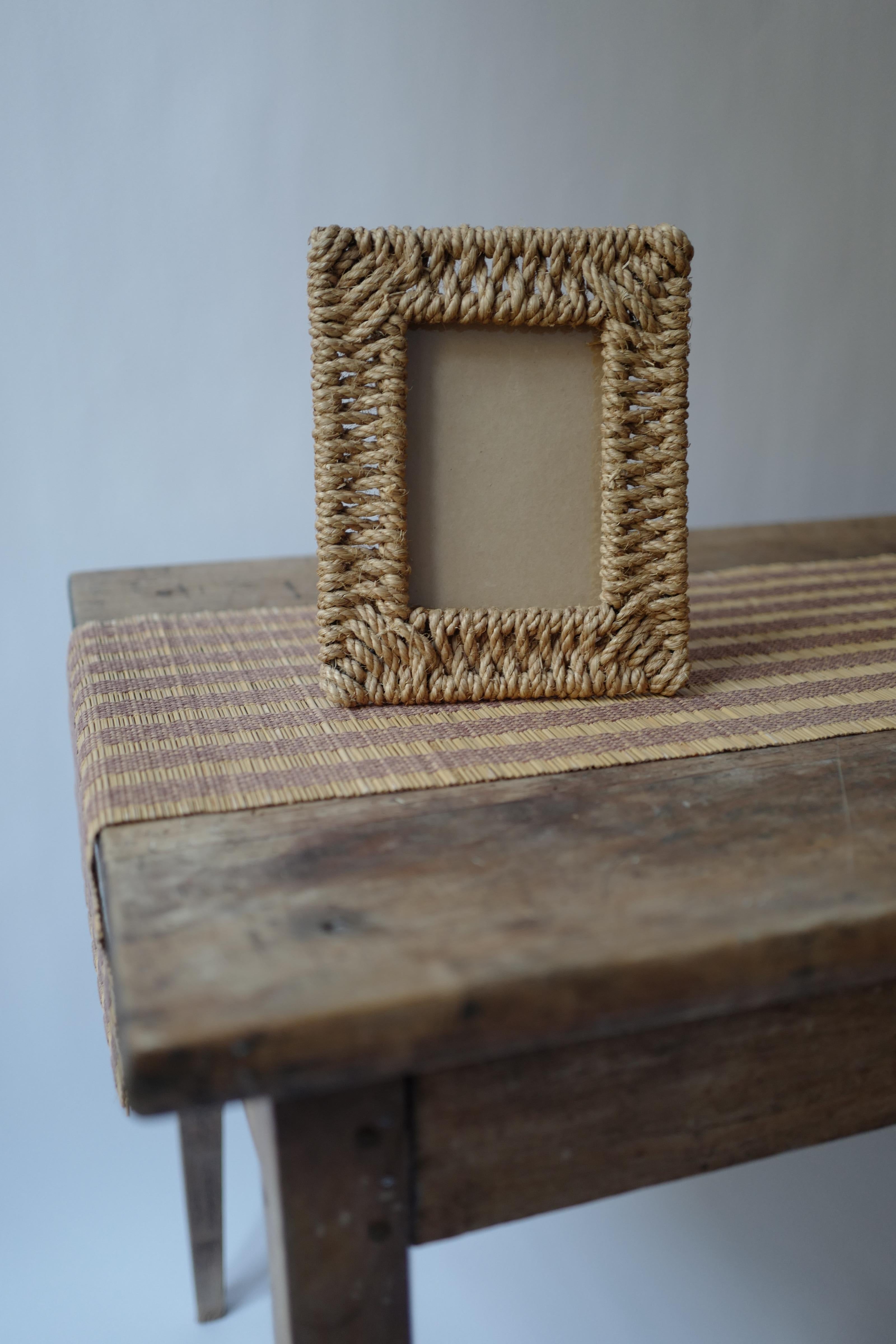 French Audoux Minet Woven Photo Frame circa, France, 1950s For Sale