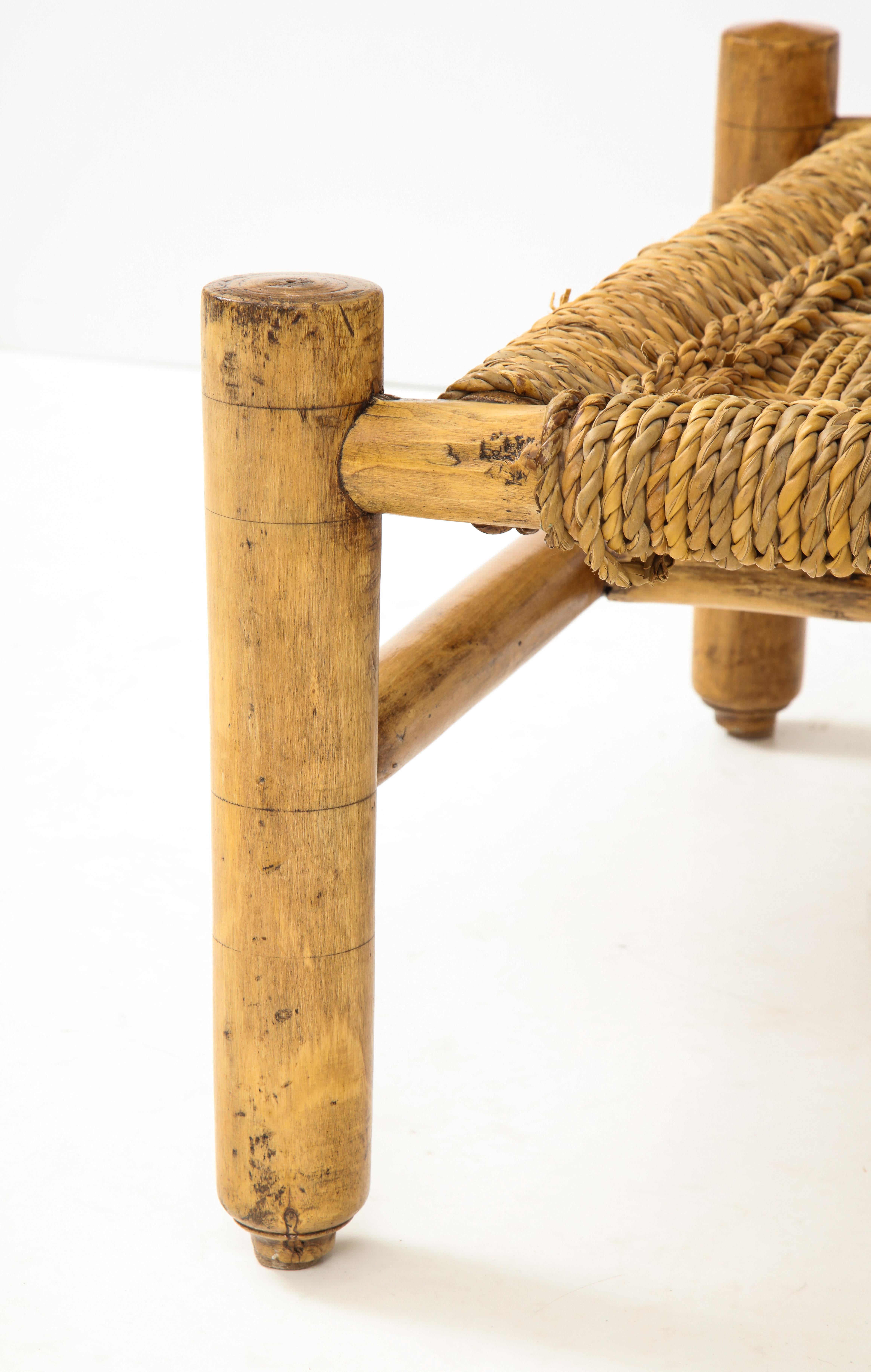 Hand-Woven Audoux & Minet Woven Rope and Wood Coffee Table or Bench