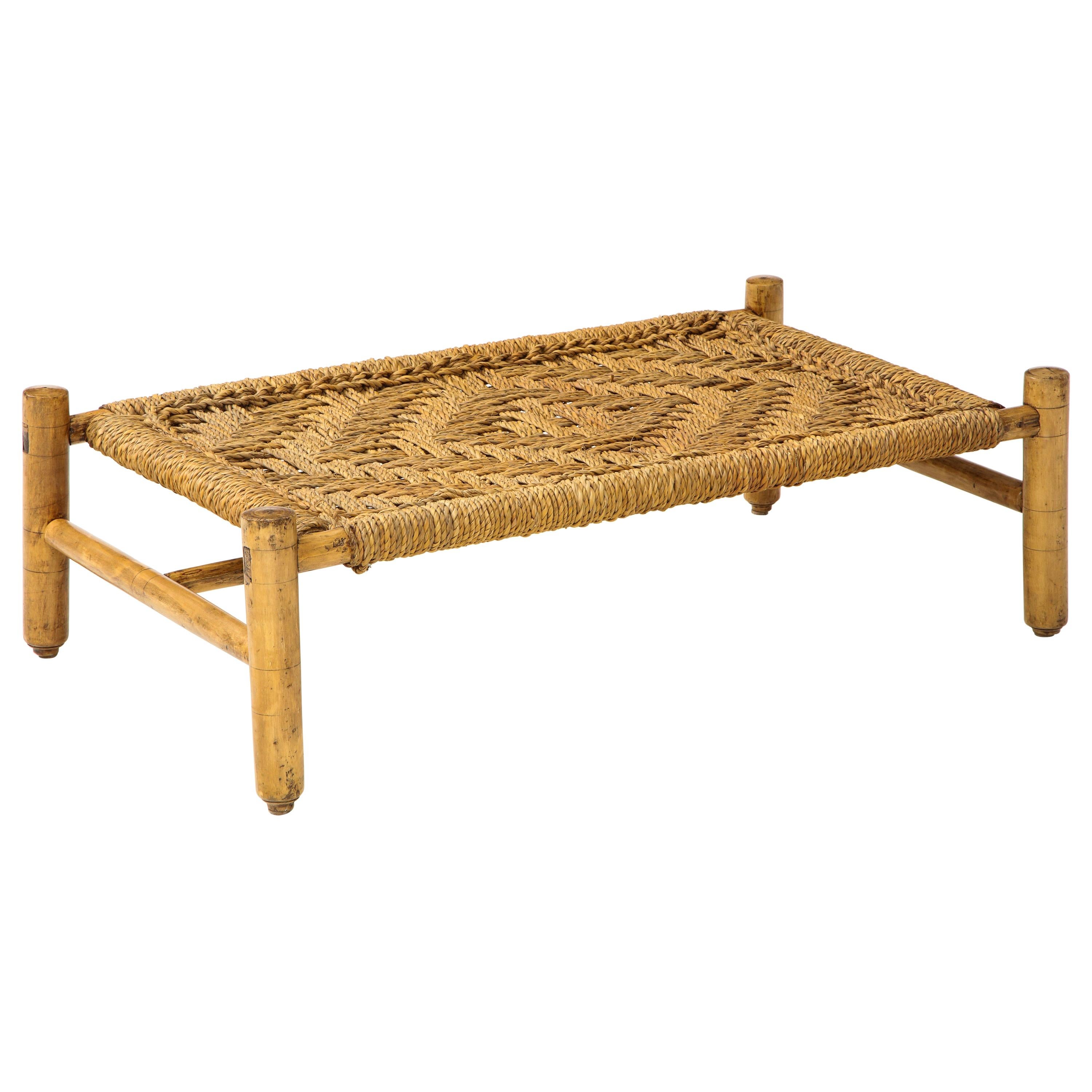 Audoux & Minet Woven Rope and Wood Coffee Table or Bench