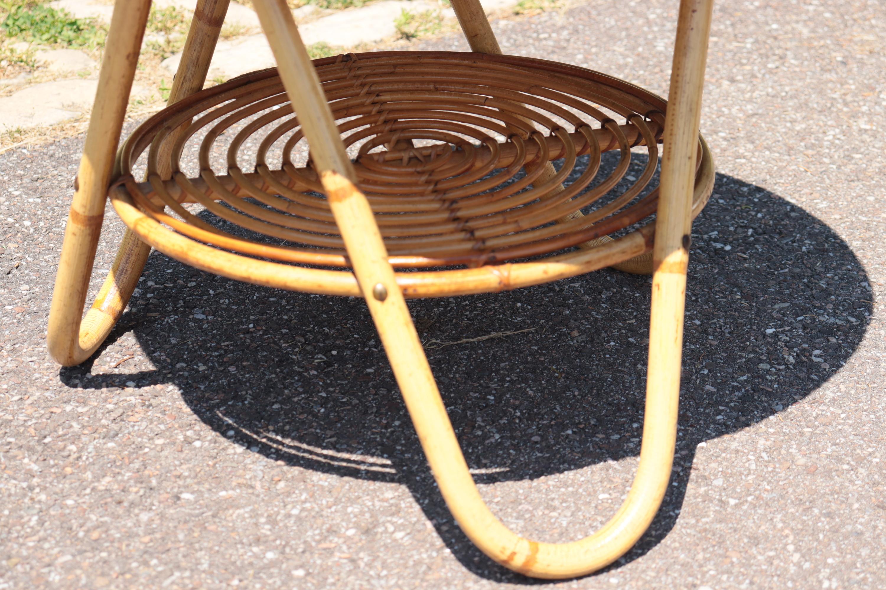 Bohème Audoux Minnet Coffee Table In Rattan And Ceramic en vente