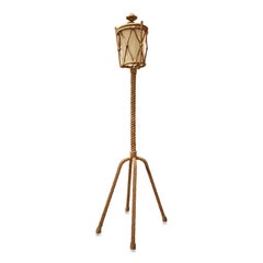 Audoux Minet Four-Legged Rope Floor Lamp, France, 1960s