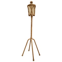 Vintage Audoux Minet Four-Legged Rope Floor Lamp, France, 1960s