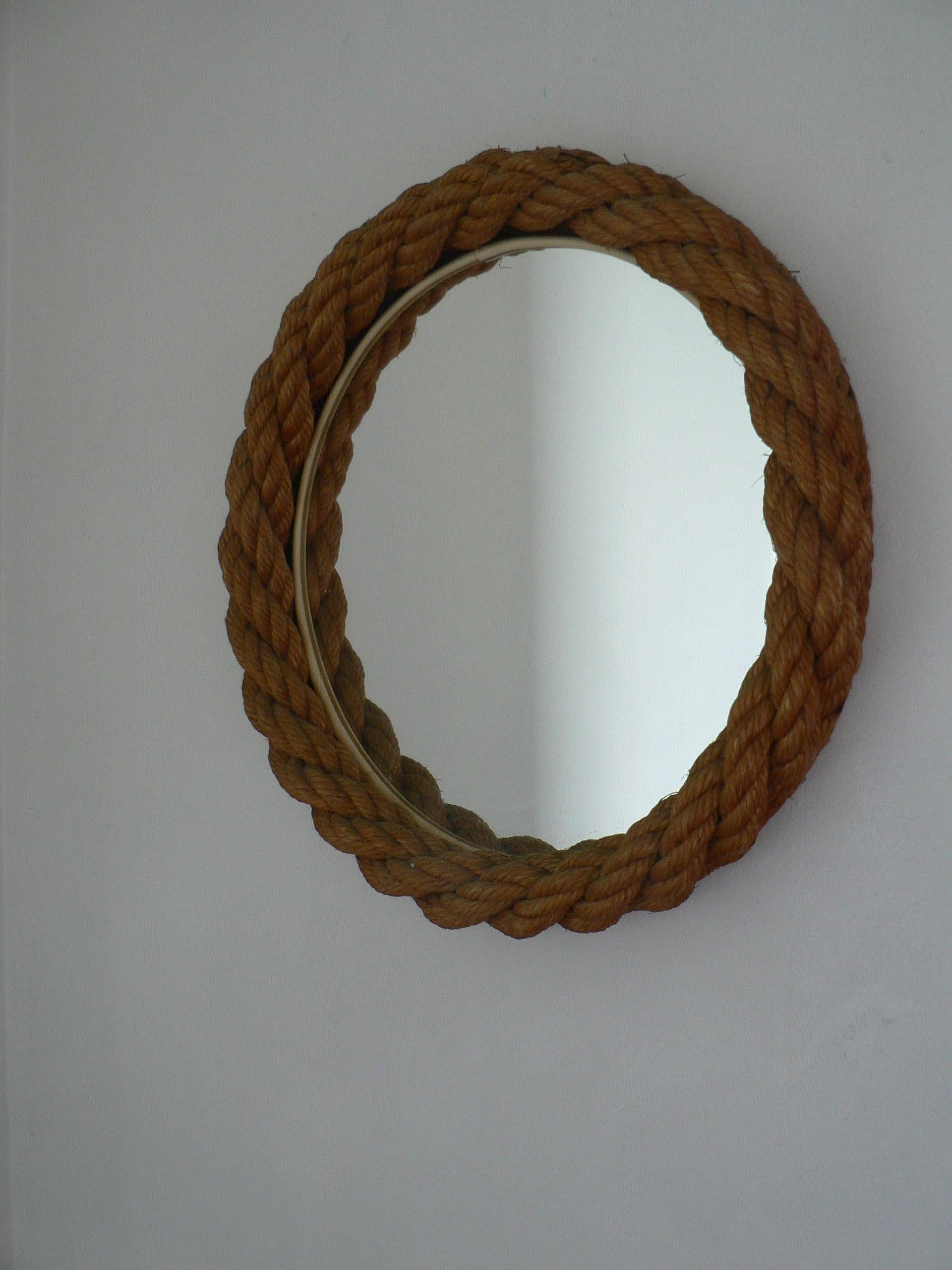 European Audoux & Minnet french rope mirror For Sale