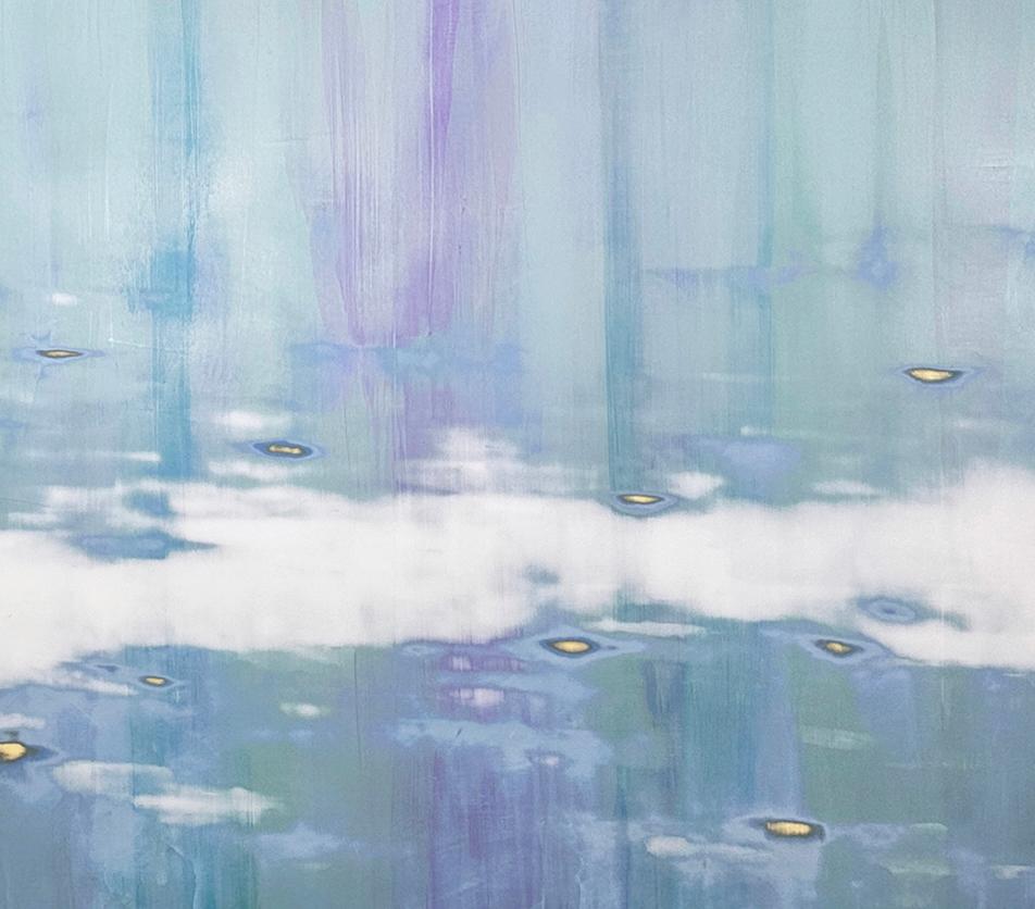 Paesaggio acquatico a tecnica mista blu con pigmento metallico_Cascading di Audra Weaser in vendita 5