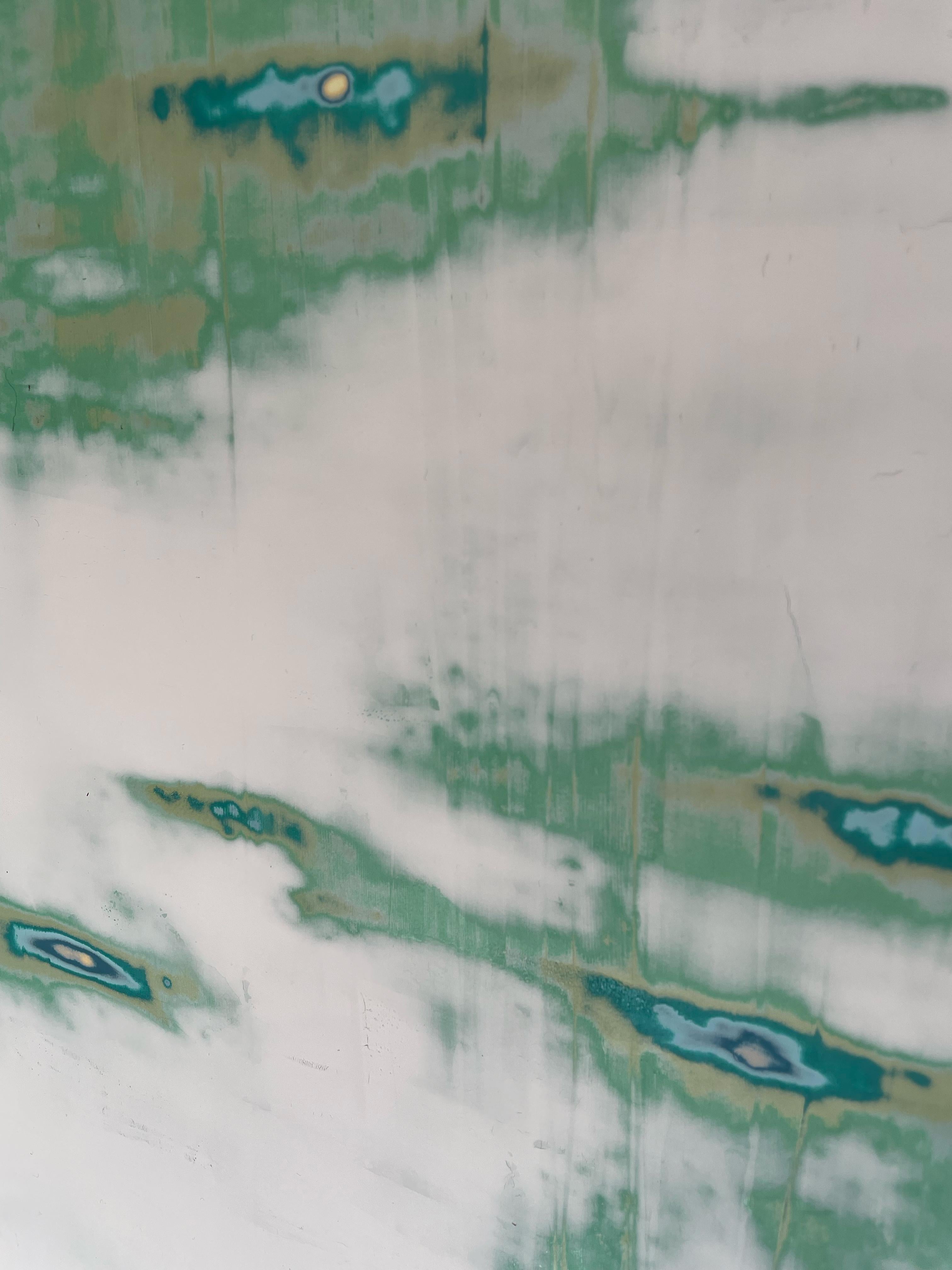 Abstract_Green_Acrylic/Metallic Pigment/Plaster_Emerald Shores_2023_Audra Weaser For Sale 9