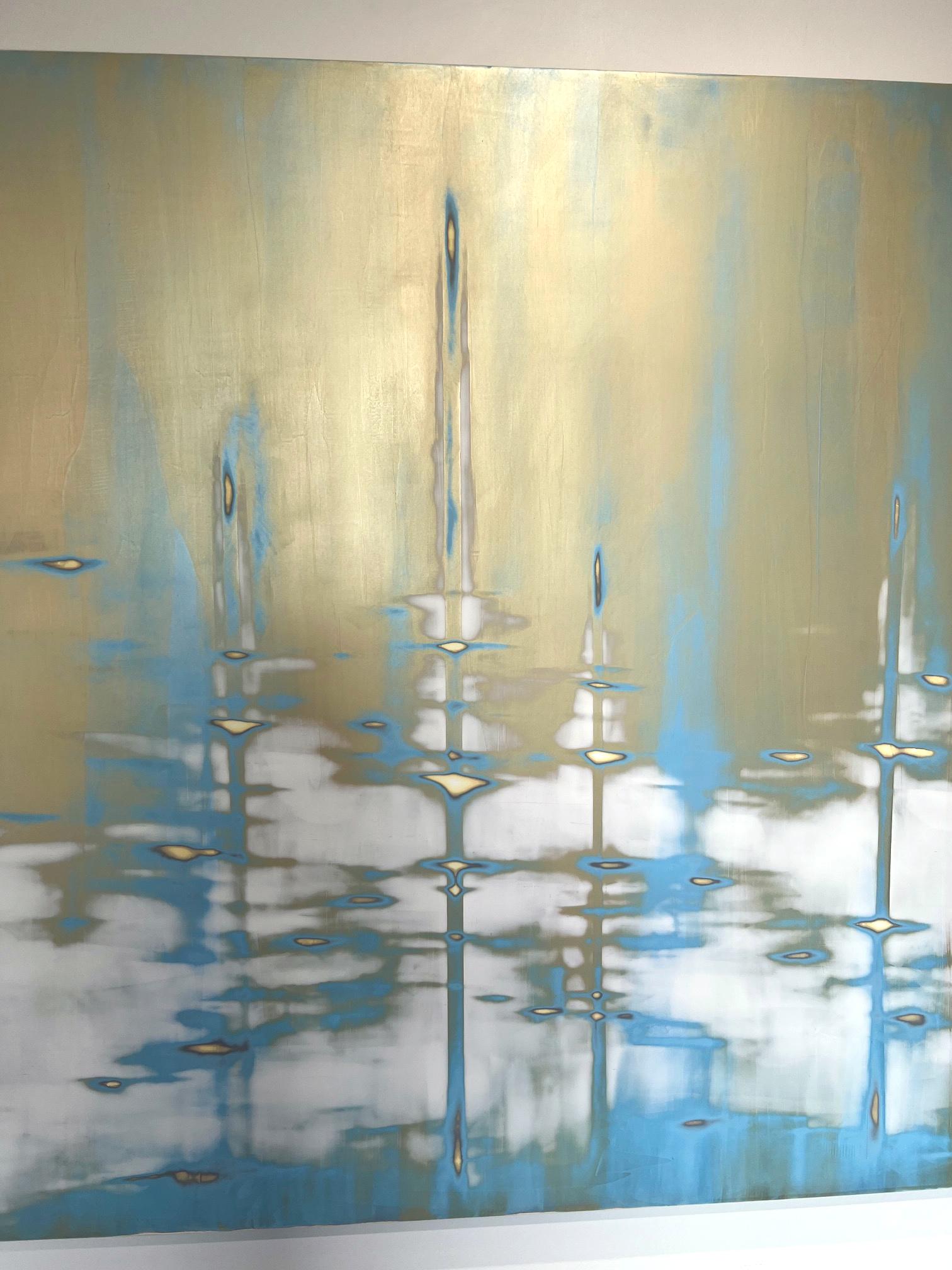 Gilded Falls_2023_Audra Weaser_Abstract_Acrylic/Metallic Pigment/Plaster For Sale 3