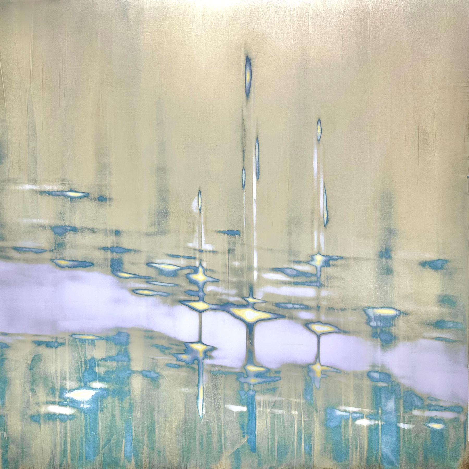 Aquarelle en technique mixte avec pigment métallique sur panneau_Night Gold d'Audra Weaser