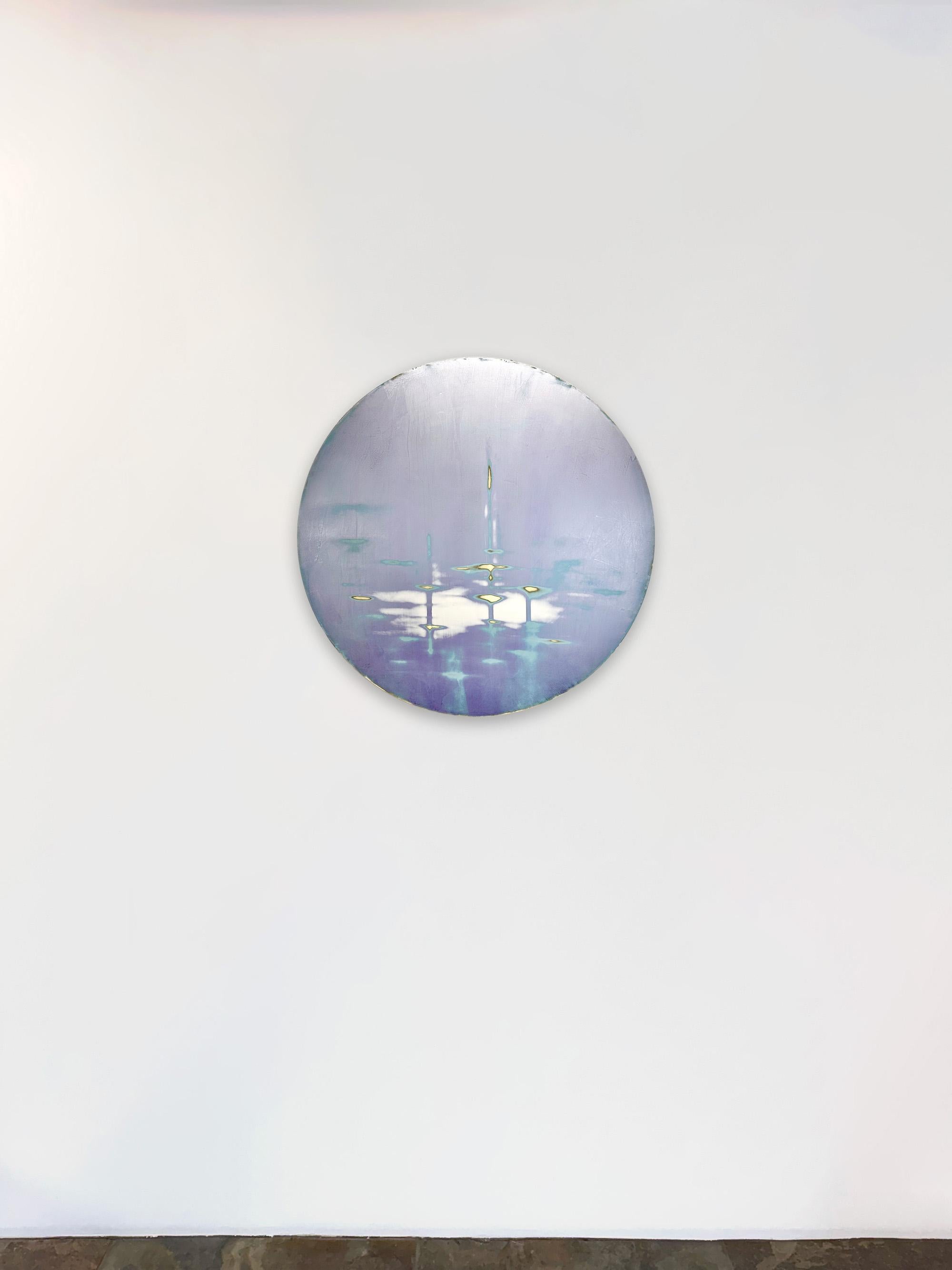 Ocean Flight I_Audra Weaser_Acrylic/Metallic Pigment/Plaster_Round_Abstract For Sale 1