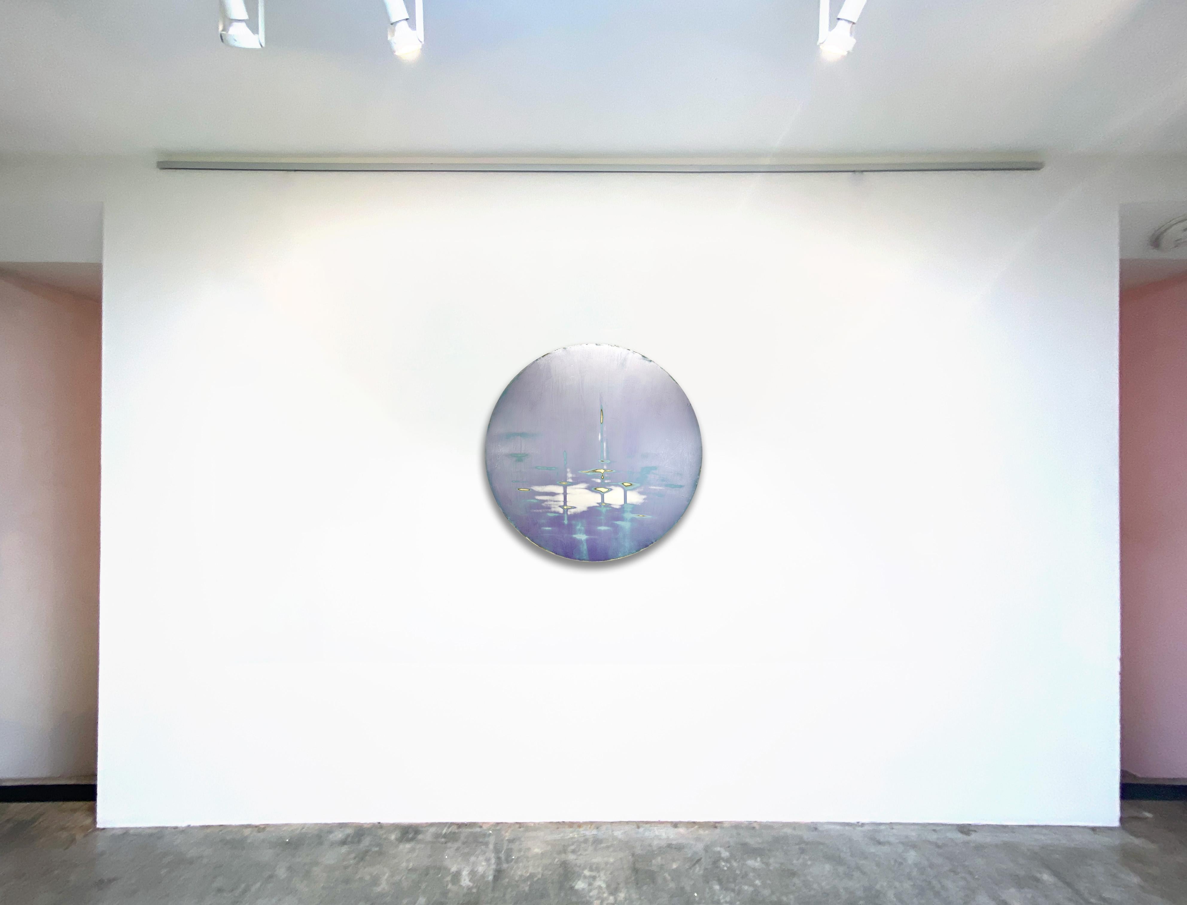 Ocean Flight I_Audra Weaser_Acrylic/Metallic Pigment/Plaster_Round_Abstract For Sale 2