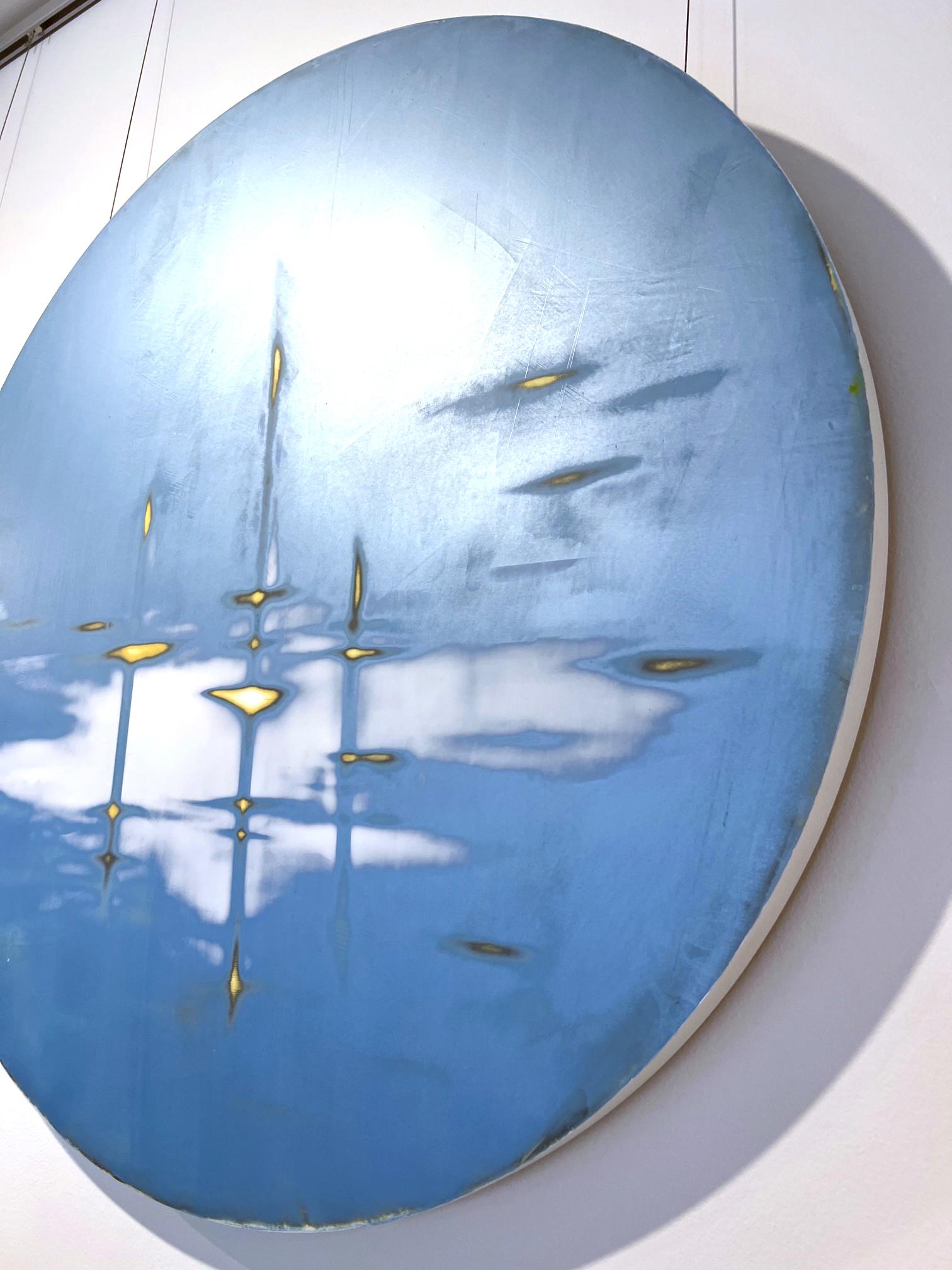 Ocean Flight IV_2023_Audra Weaser_Acrylic/MetallicPigment/Plaster_Round_Abstract For Sale 2