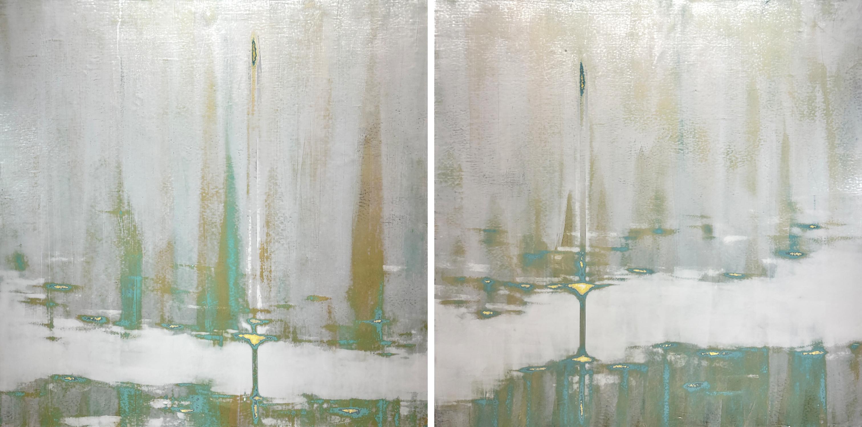 Somewhere Silver_Diptych_Audra Weaser_Acrylic/Metallic Pigment/Plaster_Abstract
