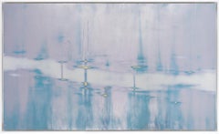 "Violet Dive" Contemporary Abstract Framed Mixed Media on Panel Painting