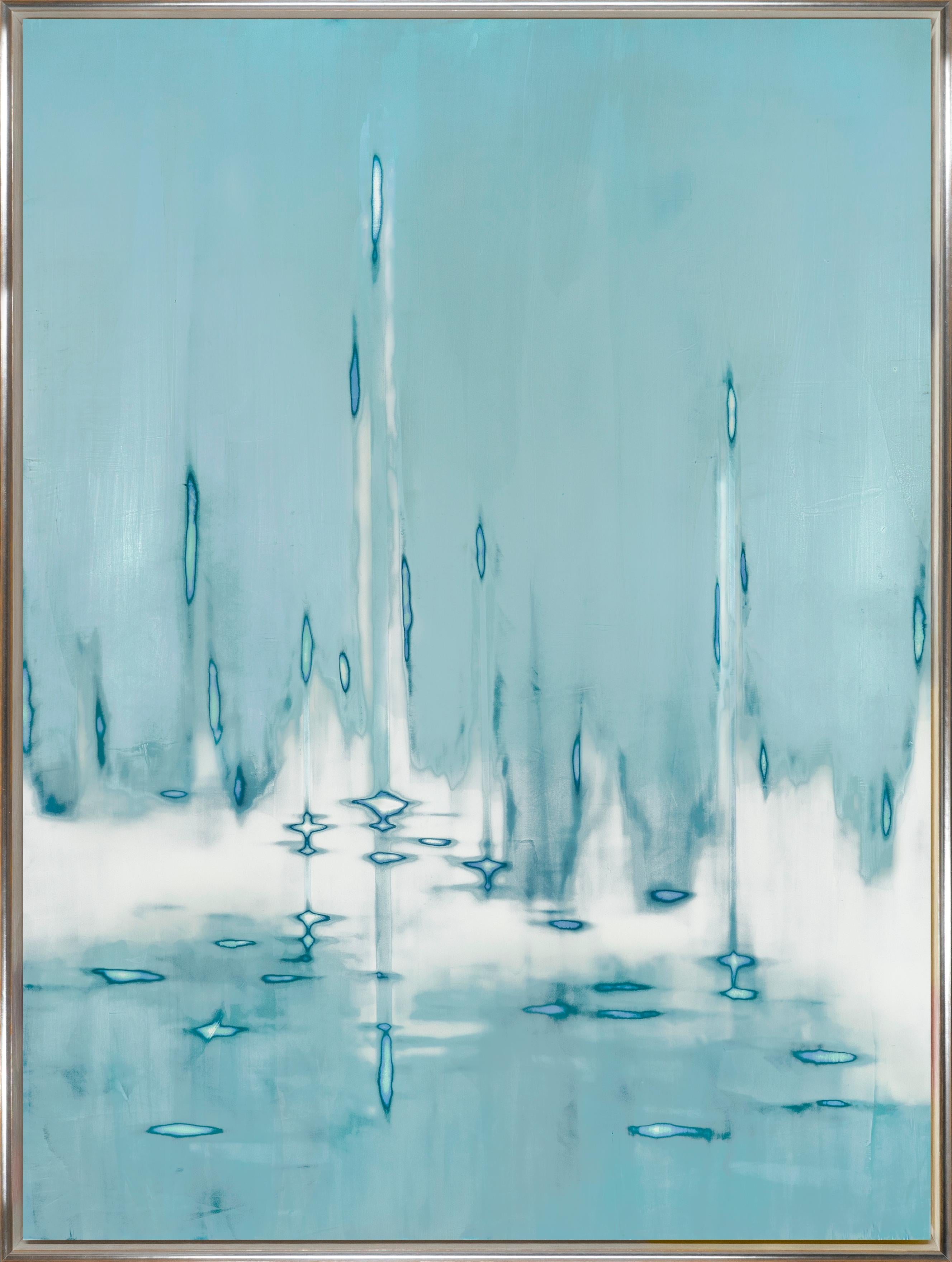 Audra Weaser Abstract Painting - "Hidden Shores" Contemporary Abstract Waterscape Mixed Media on Panel with Frame