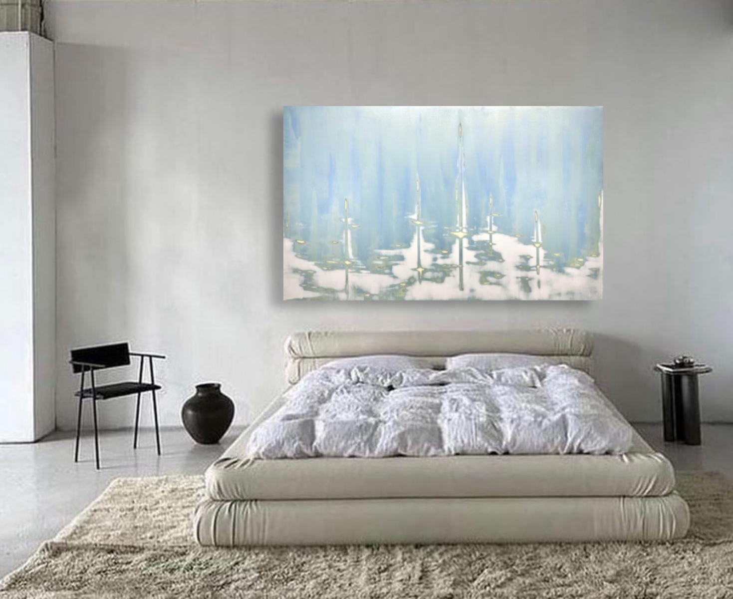 Luminous Blue/Silver Metallic Painting by Audra Weaser/ Drifting Tides 2