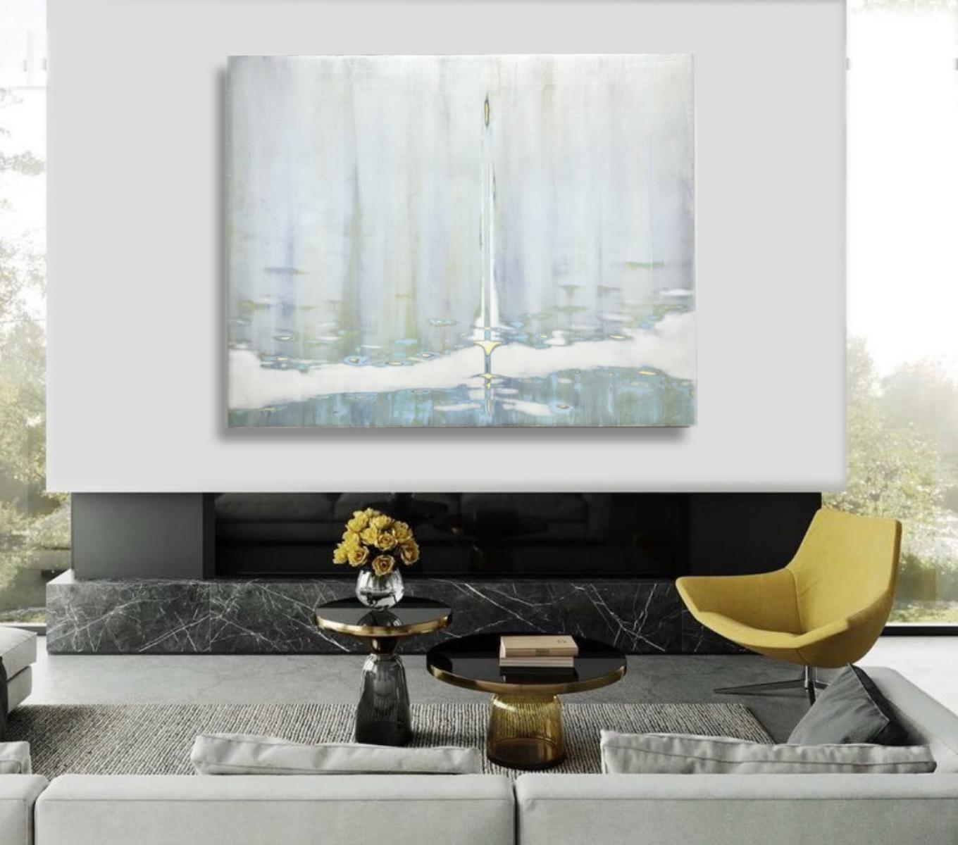 Pintura azul luminoso/plata metalizada de Audra Weaser/ Mares plateados en venta 1