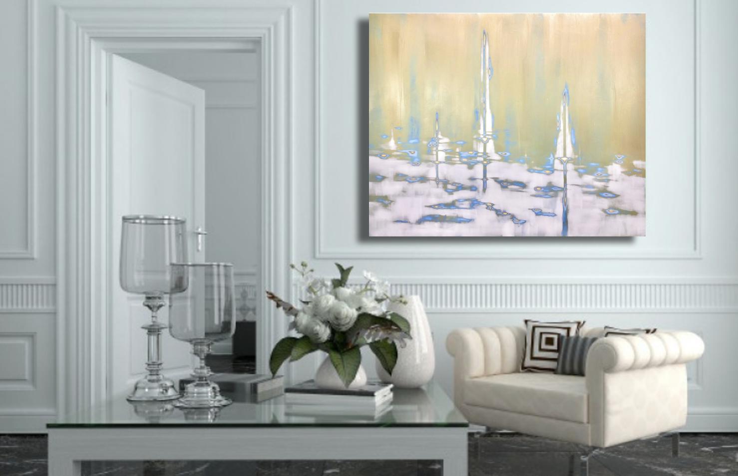 Luminous Landscape Gold Metallic Painting on Panel/ Audra Weaser/ Floating Gold For Sale 3