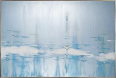 "Ocean View" Contemporary Abstract Framed Mixed Media on Panel Painting
