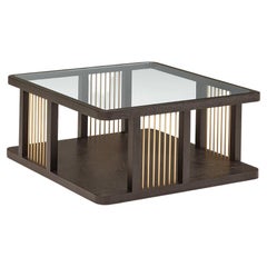 Audrey 90 Coffee Table with Herringbone or Four Directions Wooden Base