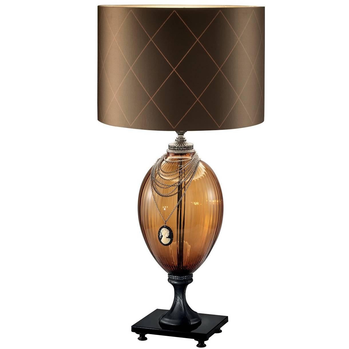 Audrey Amber Table Lamp For Sale