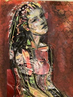 Fiori Carnivori, collage di rossi motivo floreale astratto natura nuda