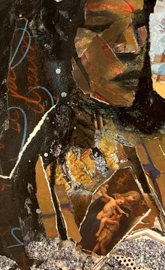 Diadem, drawing and collage of female belly dancer, jewels