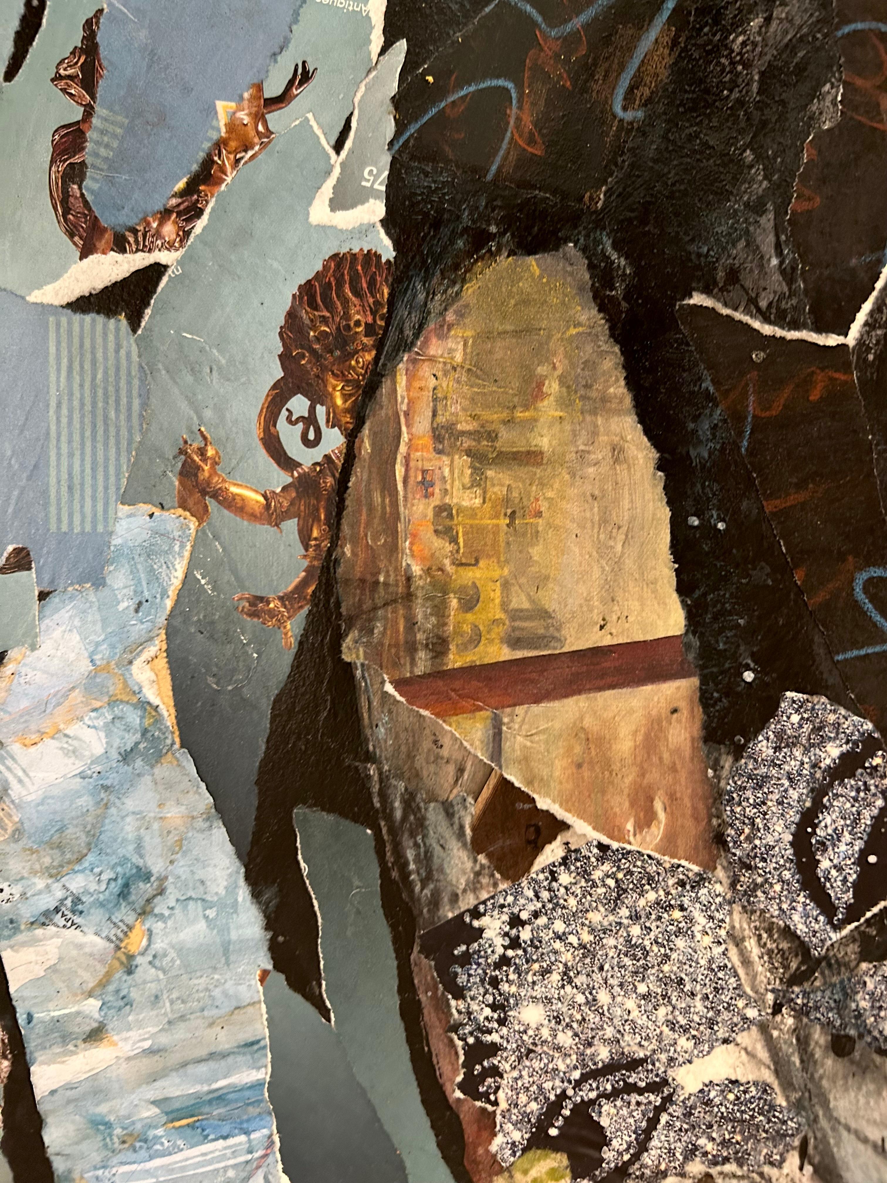 Diadema, disegno e collage di donna danzatrice del ventre, Jewell - Figurative Art Marrone di Audrey Anastasi