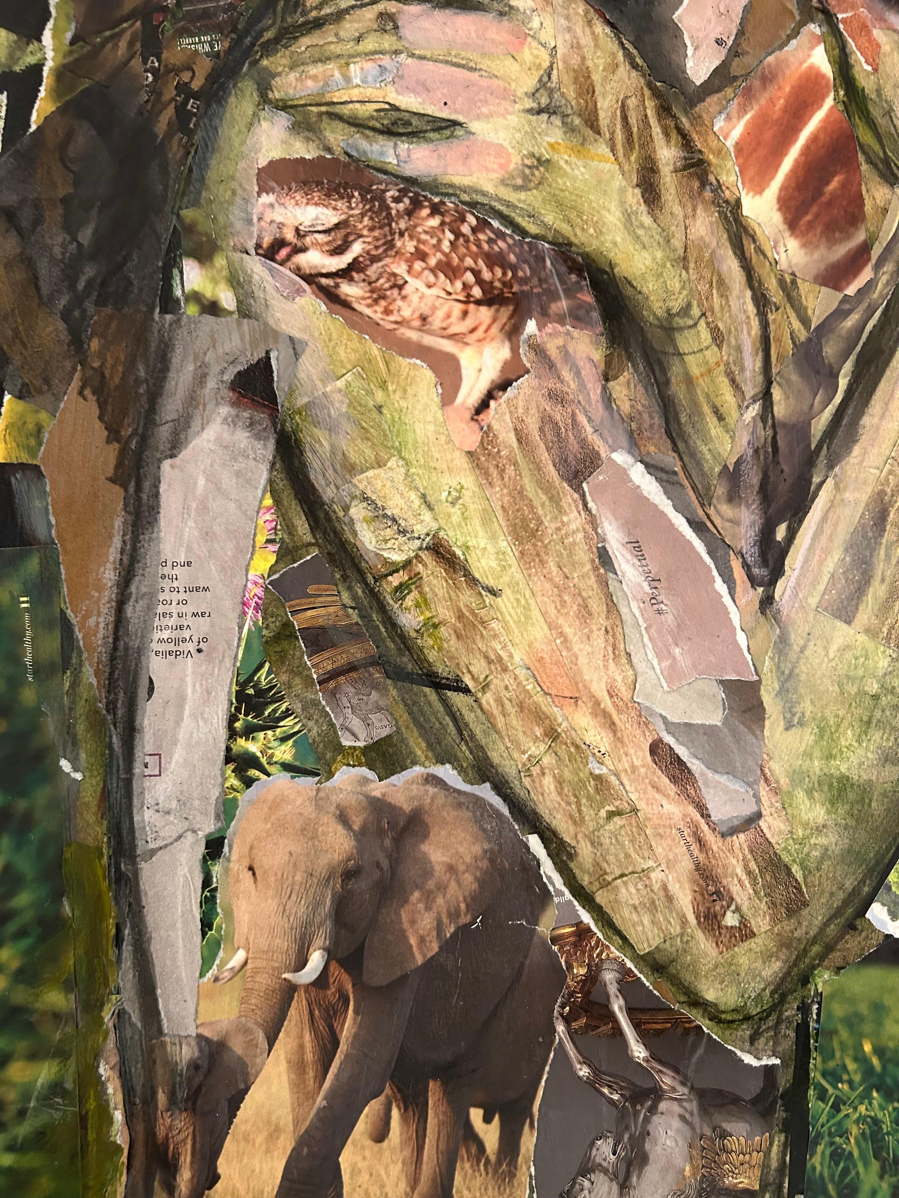 Ces collages ont été créés d'abord en présence d'un modèle, en travaillant rapidement, au fusain et au pastel, puis, plus tard, seul, en déchirant et collant furieusement des images provenant de magazines, de journaux en différentes langues, de